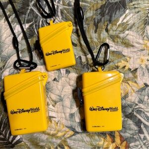 Set of 3 Walt Disney World Resort water proof lanyard key/card boxes, yellow